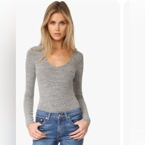 Madewell women’s Stevie Scoop neck‎ long sleeve bodysuit size L in grey colored